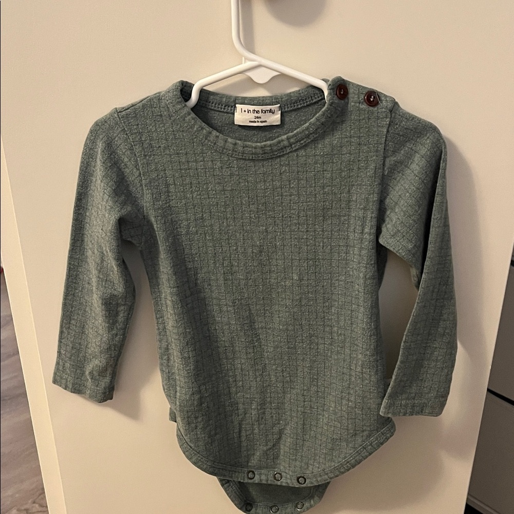 Green Ribbed Kids Bodysuit